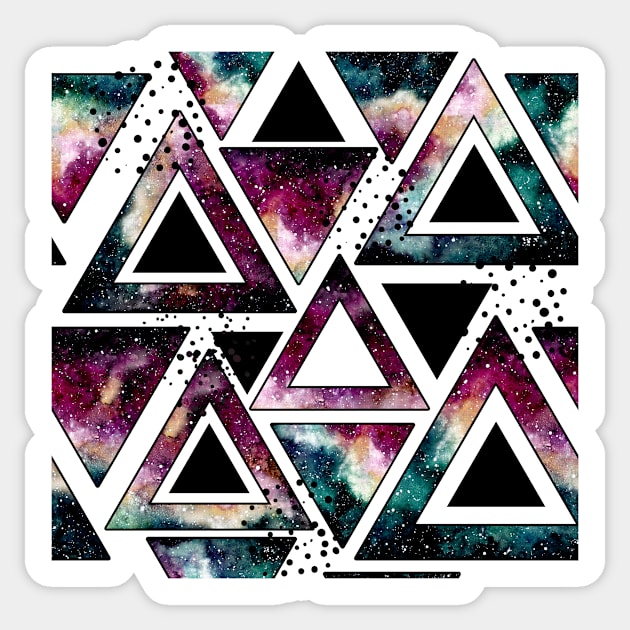 Watercolor Triangles, Galaxy and Black Dots Sticker by Cordata